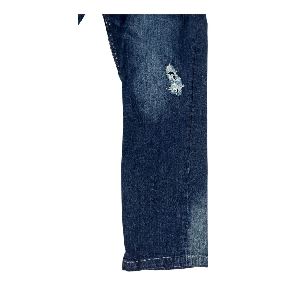 Dash Denim Men's Slim Fit Distressed Ripped Dark Wash Jeans Size 46x32 - Picture 2 of 16
